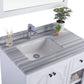 Laviva 313613-36-WS Laviva Odyssey 36" Single Hole White Stripes Marble Countertop with Left Offset Rectangular Ceramic Sink 313613-36-WS