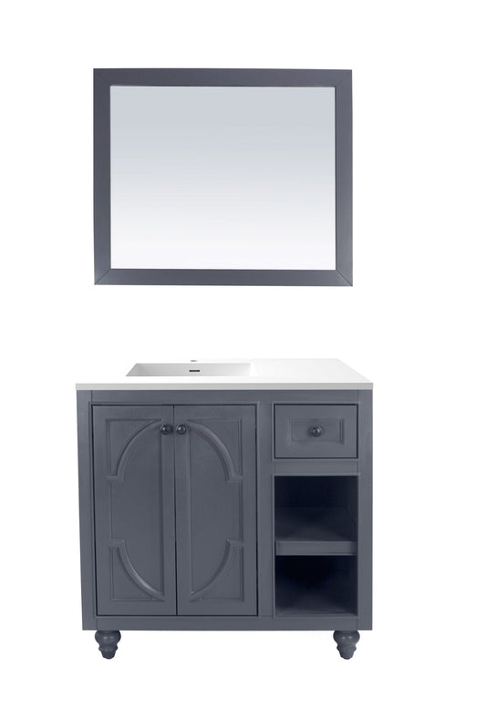 Laviva 313613-36G-MW Laviva Odyssey 36" Maple Gray Bathroom Vanity with Matte White VIVA Stone Solid Surface Countertop 313613-36G-MW