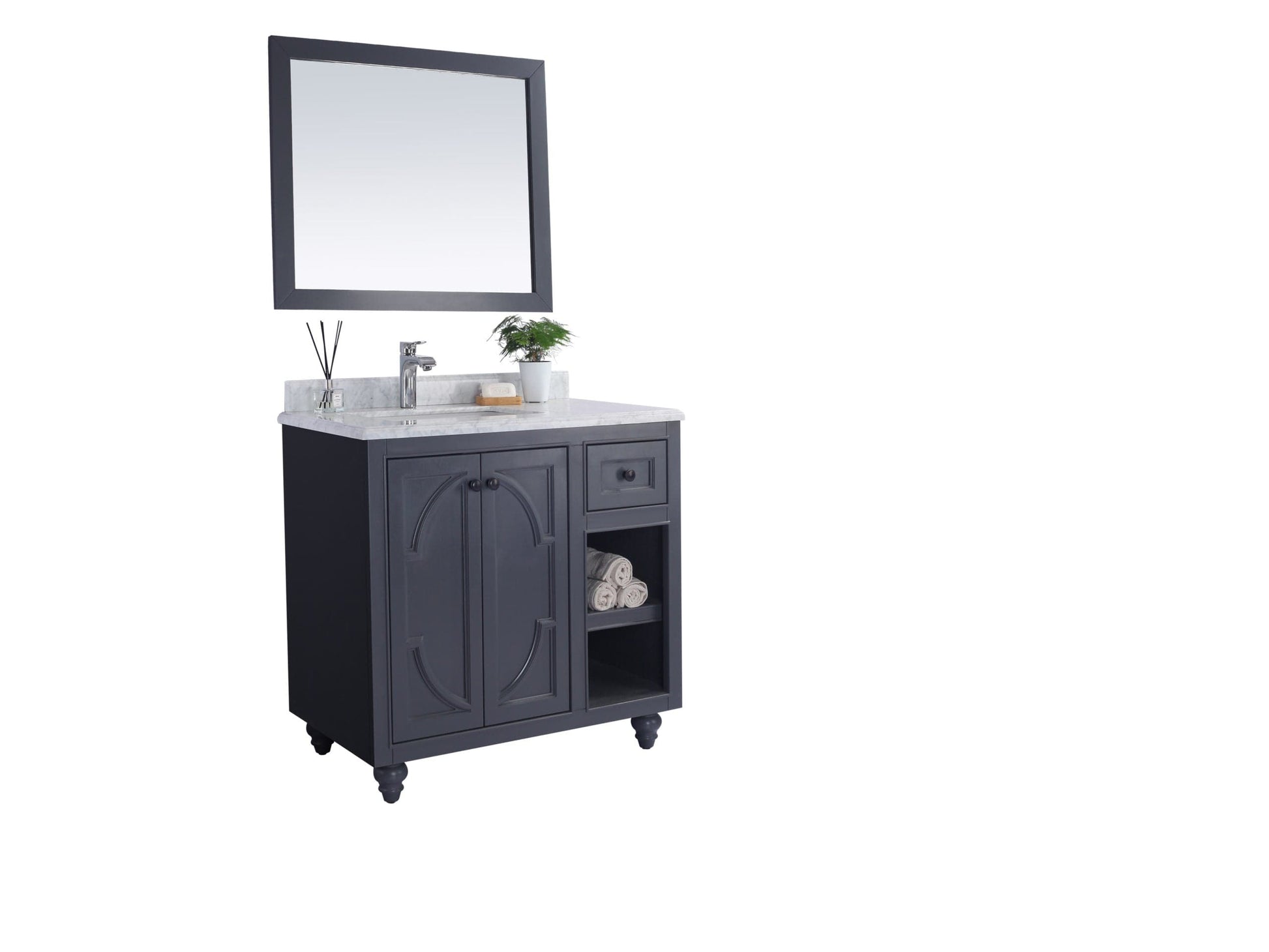 Laviva 313613-36G-WC Laviva Odyssey 36" Maple Gray Bathroom Vanity with White Carrara Marble Countertop 313613-36G-WC