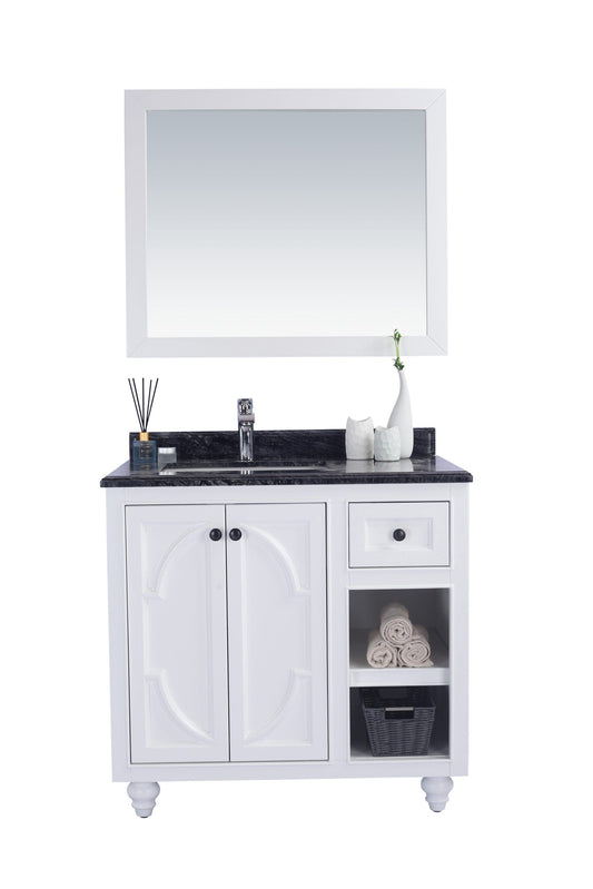 Laviva 313613-36W-BW Laviva Odyssey 36" White Bathroom Vanity with Black Wood Marble Countertop 313613-36W-BW