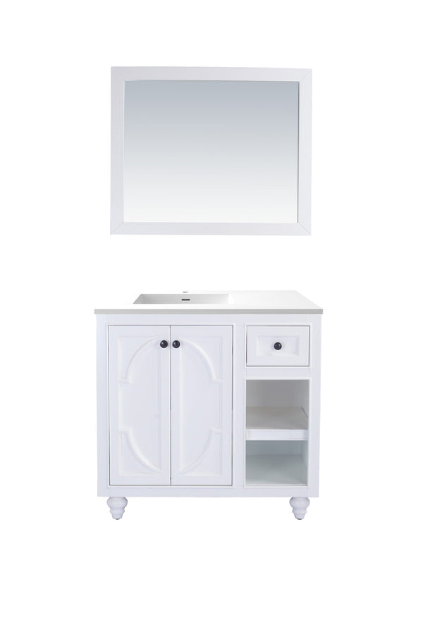 Laviva 313613-36W-MW Laviva Odyssey 36 White Bathroom Vanity with Matte White VIVA Stone Solid Surface Countertop 313613-36W-MW