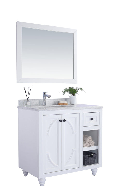 Laviva 313613-36W-WC Laviva Odyssey 36" White Bathroom Vanity with White Carrara Marble Countertop 313613-36W-WC