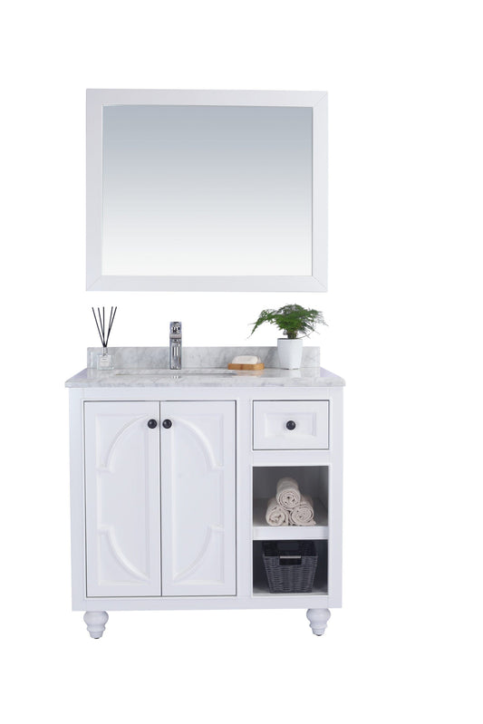 Laviva 313613-36W-WC Laviva Odyssey 36" White Bathroom Vanity with White Carrara Marble Countertop 313613-36W-WC