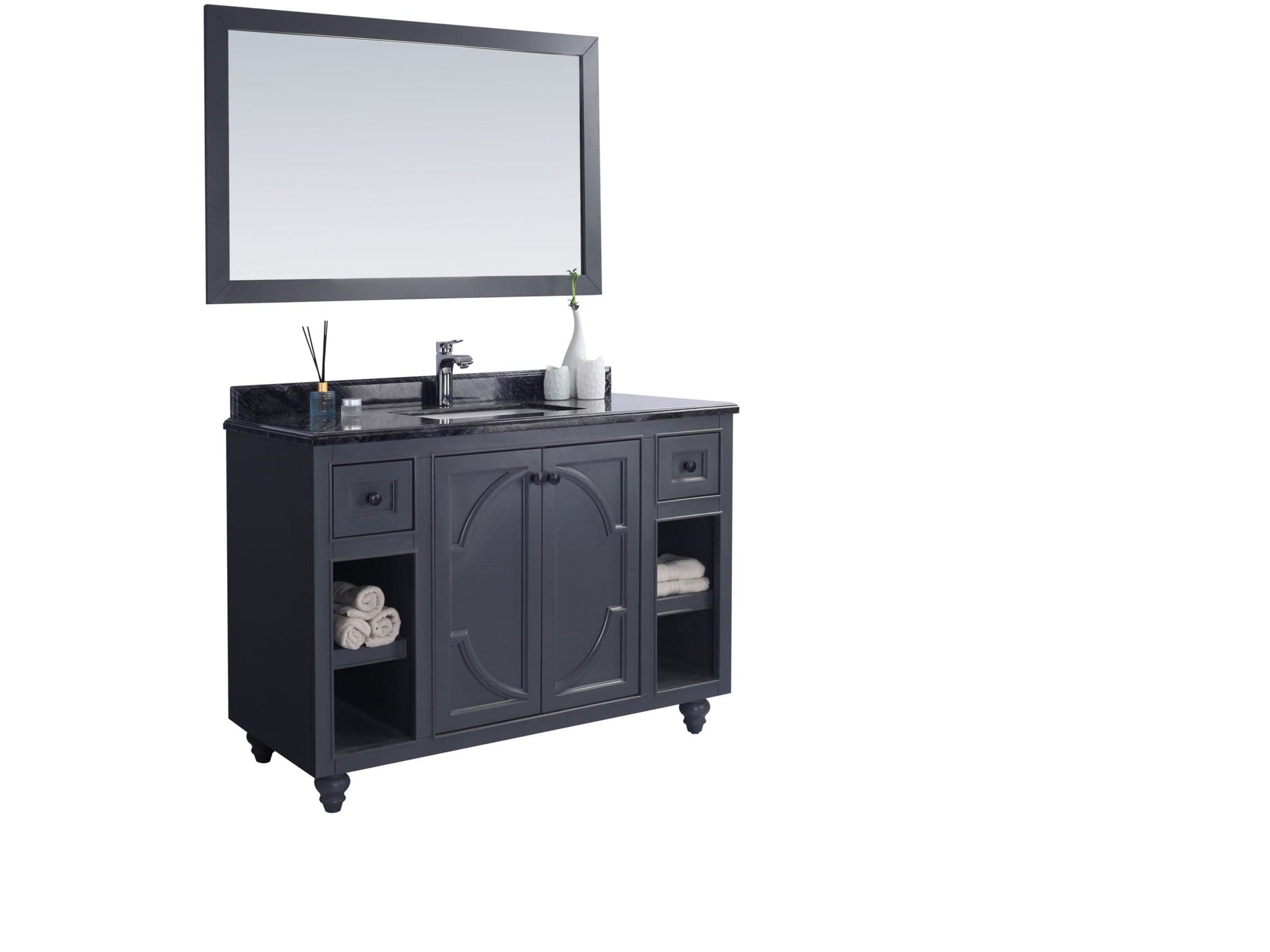 Laviva 313613-48G-BW Laviva Odyssey 48" Maple Gray Bathroom Vanity with Black Wood Marble Countertop 313613-48G-BW