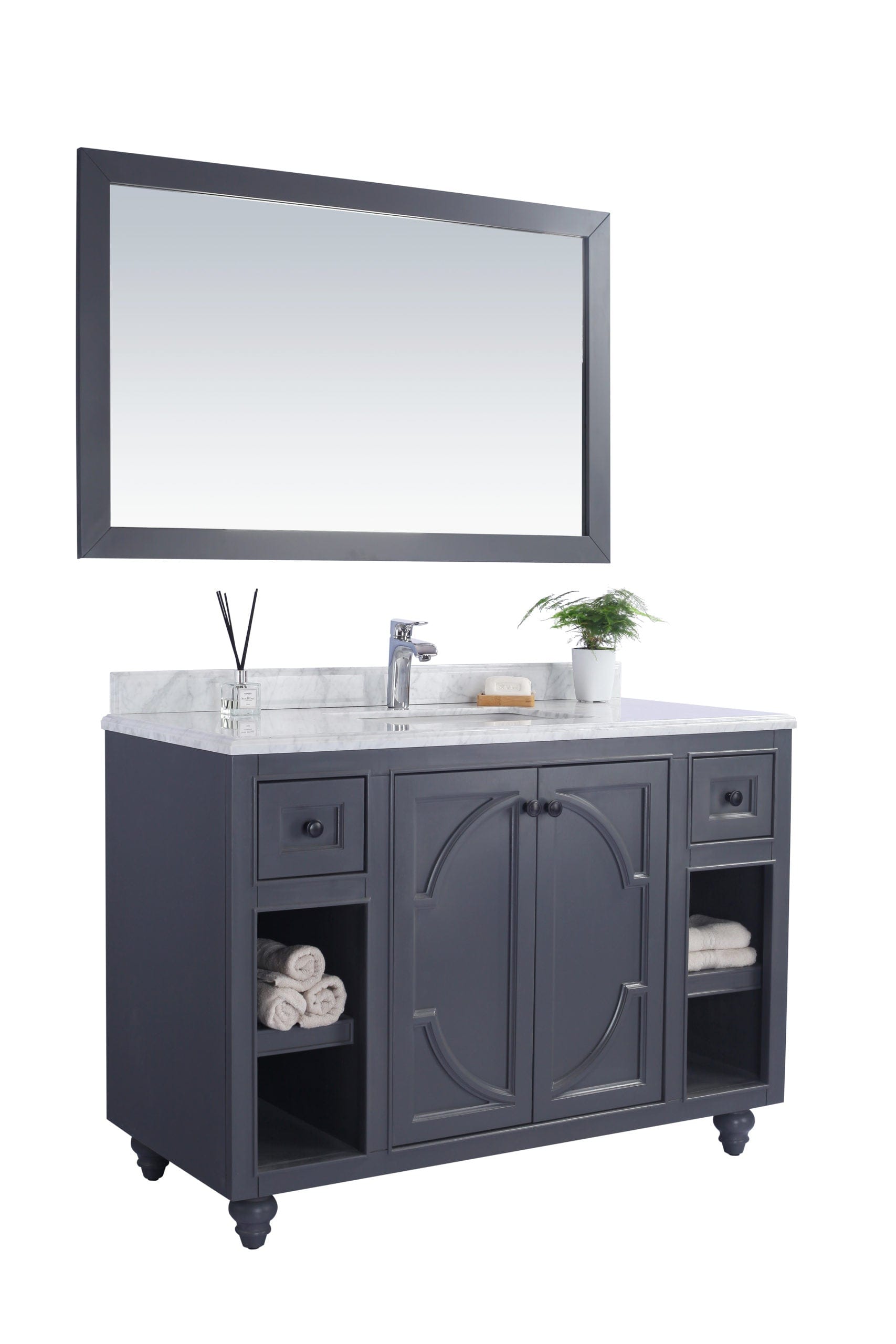 Laviva 313613-48G-WC Laviva Odyssey 48" Maple Gray Bathroom Vanity with White Carrara Marble Countertop 313613-48G-WC