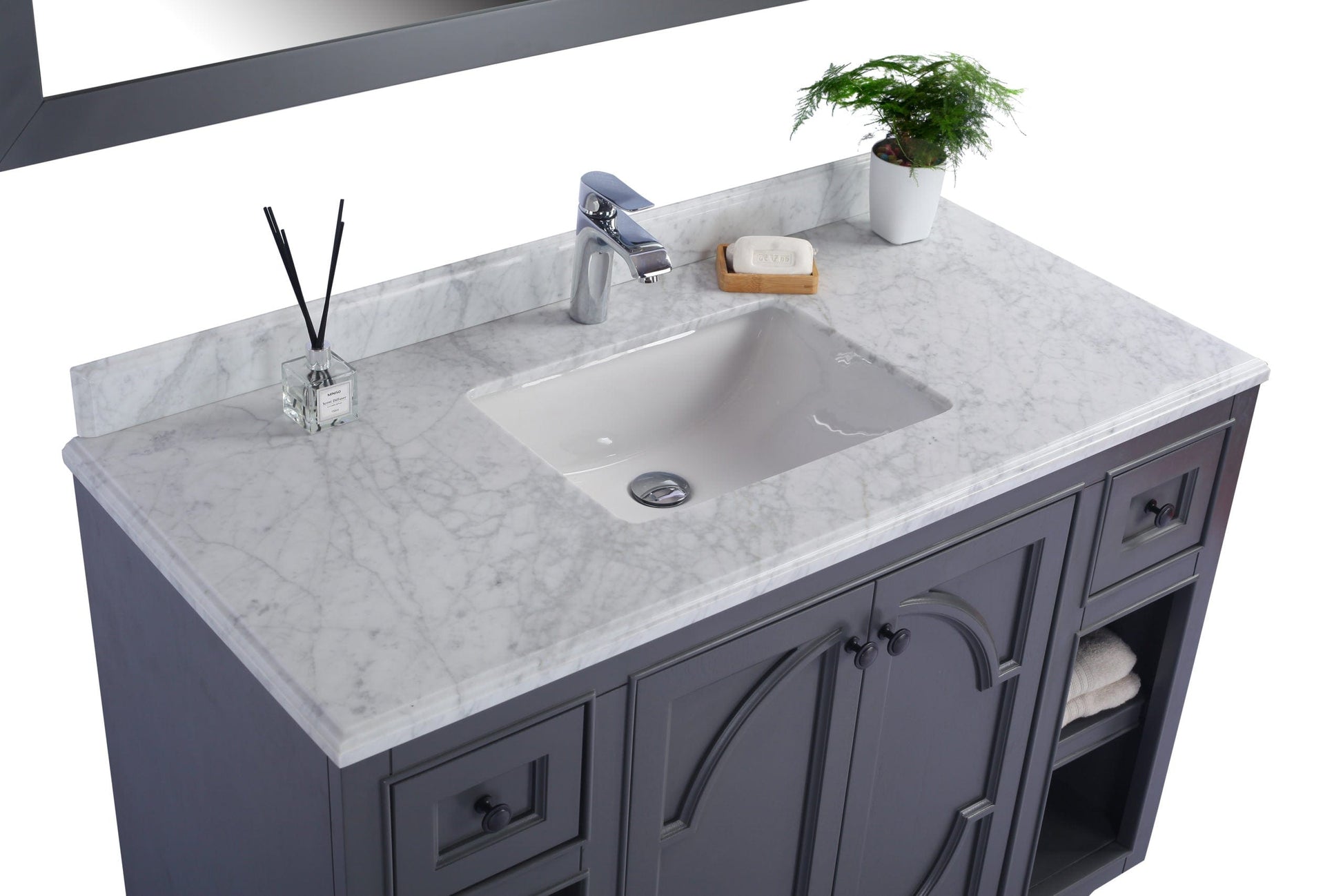 Laviva 313613-48G-WC Laviva Odyssey 48" Maple Gray Bathroom Vanity with White Carrara Marble Countertop 313613-48G-WC