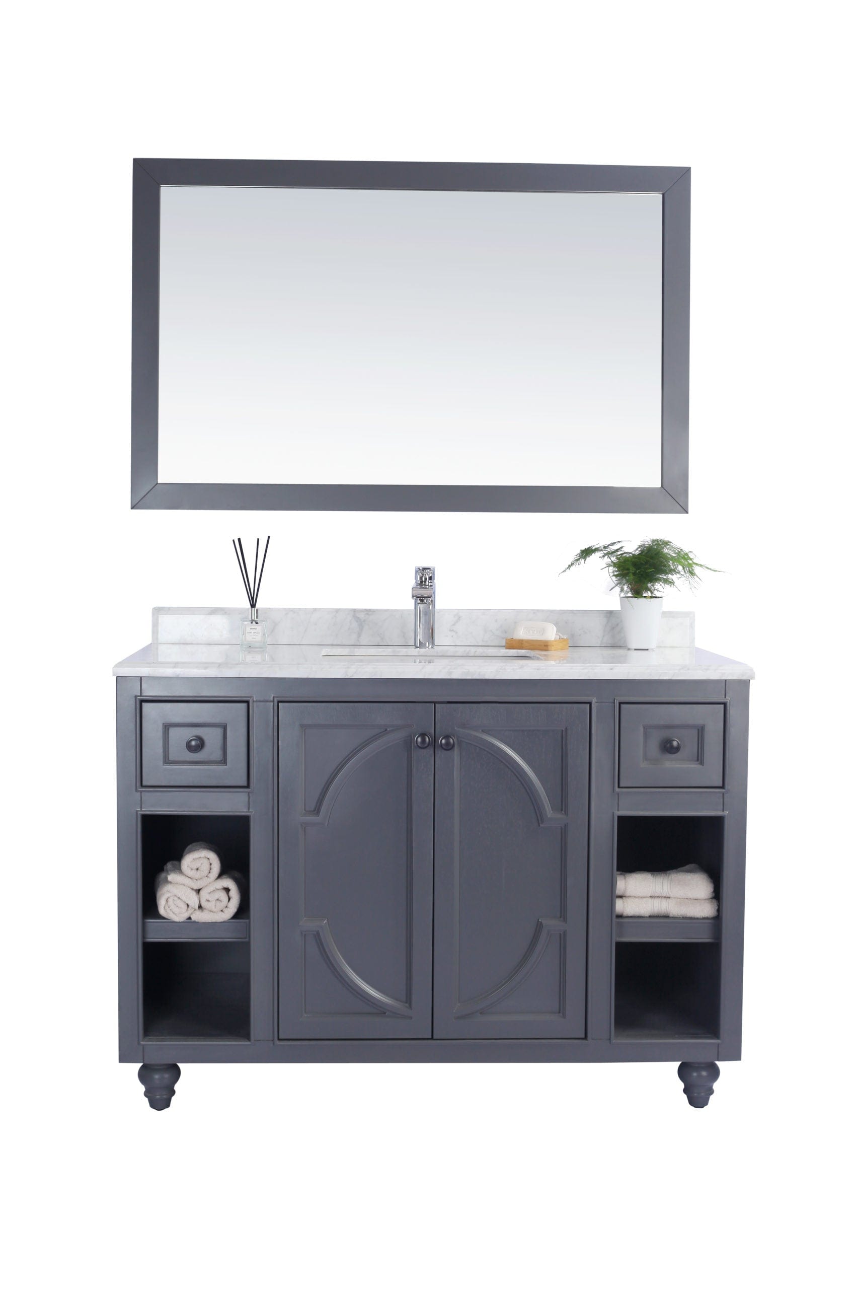 Laviva 313613-48G-WC Laviva Odyssey 48" Maple Gray Bathroom Vanity with White Carrara Marble Countertop 313613-48G-WC