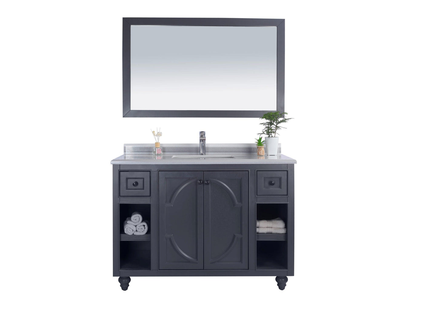 Laviva 313613-48G-WS Laviva Odyssey 48" Maple Gray Bathroom Vanity with White Stripes Marble Countertop 313613-48G-WS