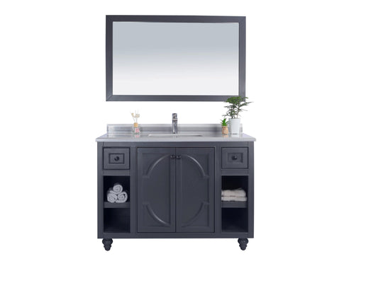 Laviva 313613-48G-WS Laviva Odyssey 48" Maple Gray Bathroom Vanity with White Stripes Marble Countertop 313613-48G-WS