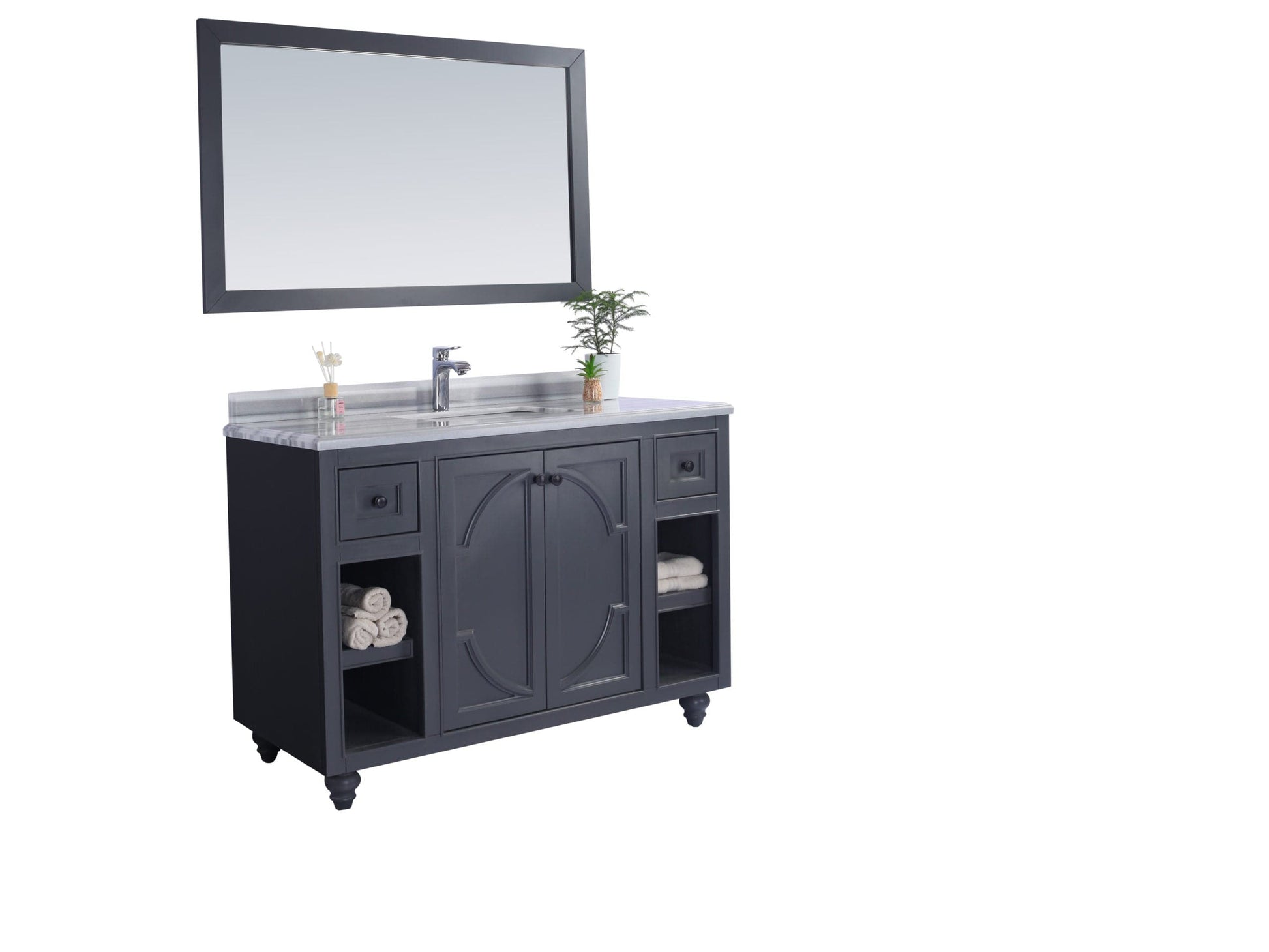 Laviva 313613-48G-WS Laviva Odyssey 48" Maple Gray Bathroom Vanity with White Stripes Marble Countertop 313613-48G-WS