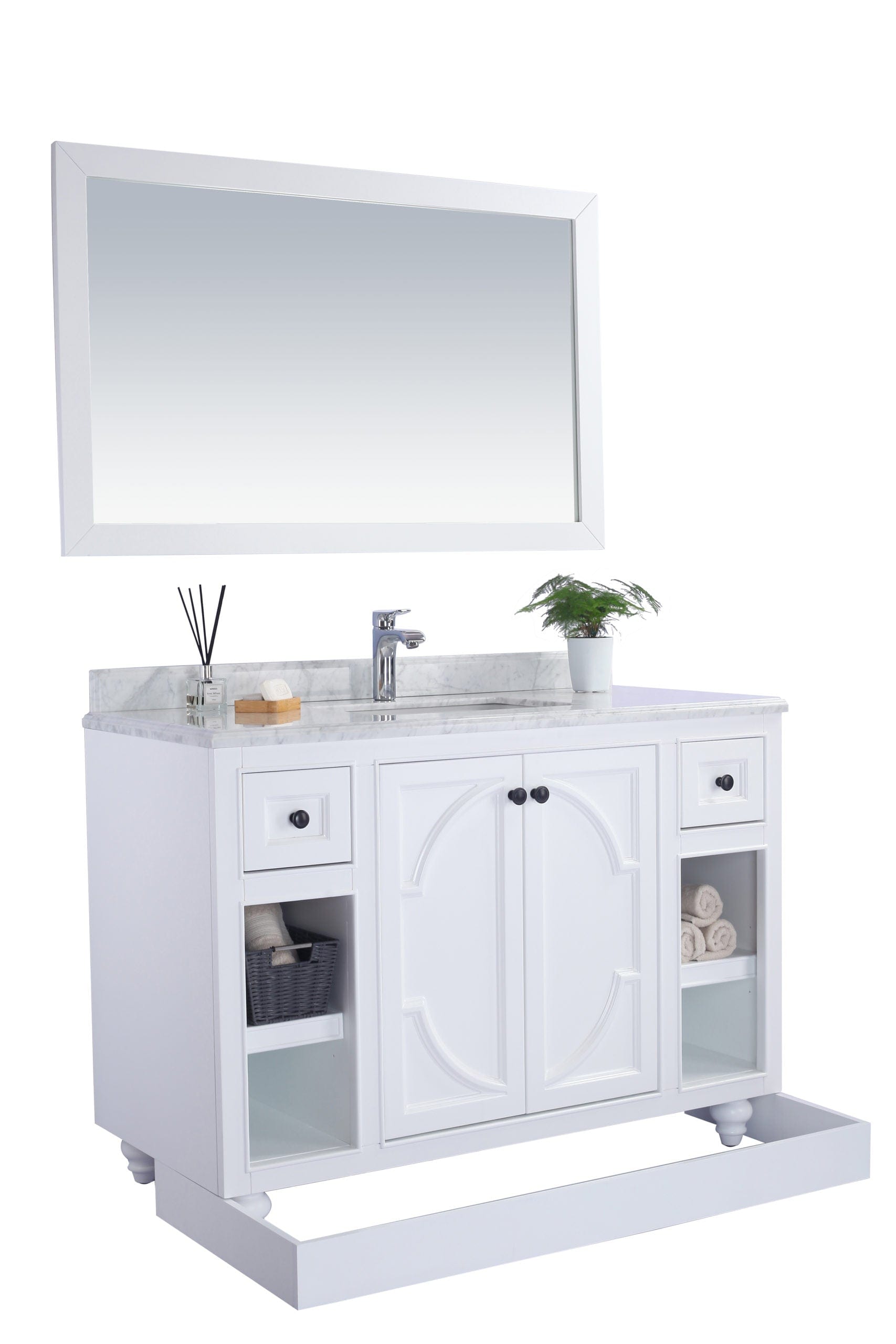 Laviva 313613-48W-BW Laviva Odyssey 48" White Bathroom Vanity with Black Wood Marble Countertop 313613-48W-BW