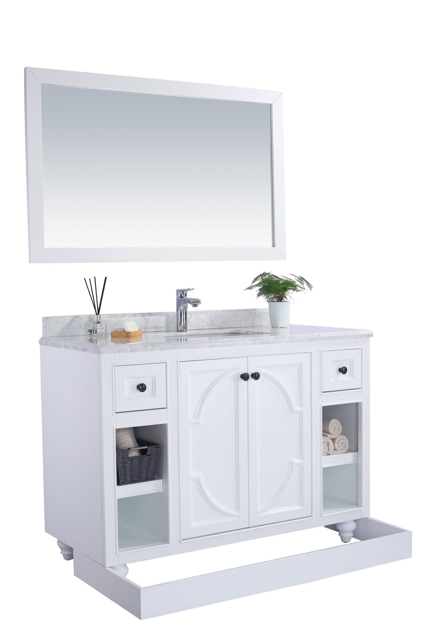 Laviva 313613-48W-BW Laviva Odyssey 48" White Bathroom Vanity with Black Wood Marble Countertop 313613-48W-BW