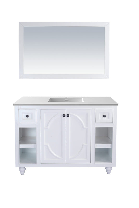 Laviva 313613-48W-MW Laviva Odyssey 48" White Bathroom Vanity with Matte White VIVA Stone Solid Surface Countertop 313613-48W-MW