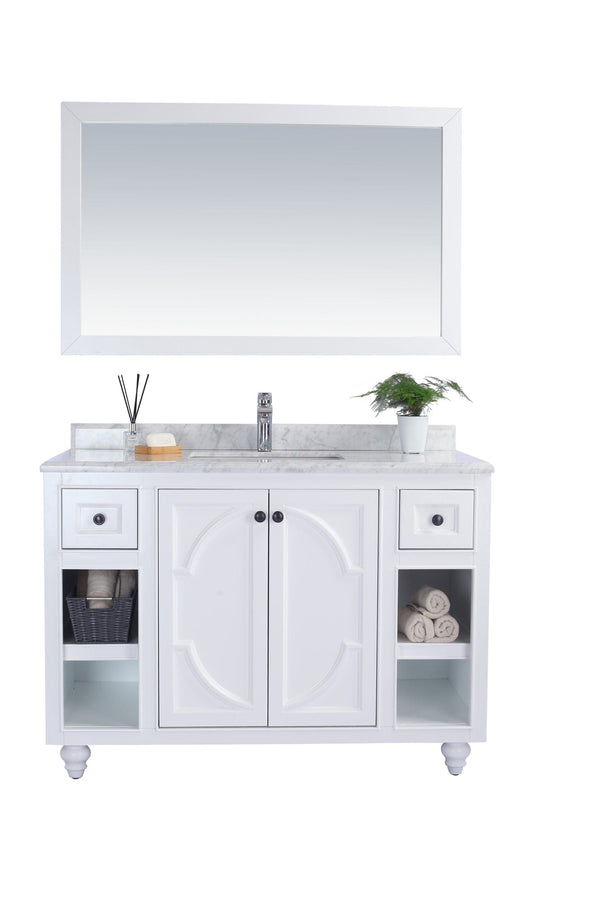 Laviva 313613-48W-WC Laviva Odyssey 48 White Bathroom Vanity with White Carrara Marble Countertop 313613-48W-WC