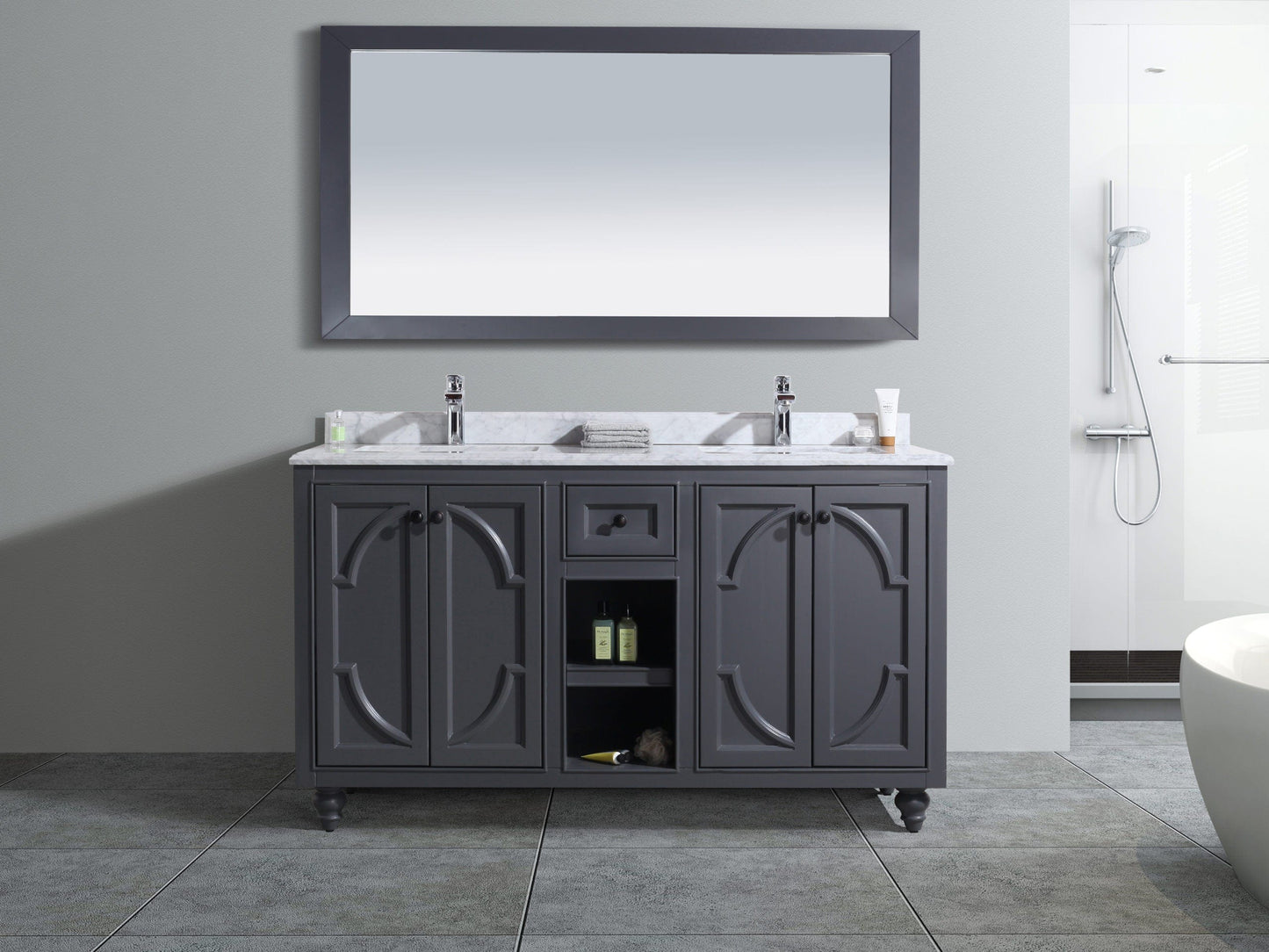 Laviva 313613-60G Laviva Odyssey 60" Maple Gray Double Sink Bathroom Vanity Cabinet 313613-60G