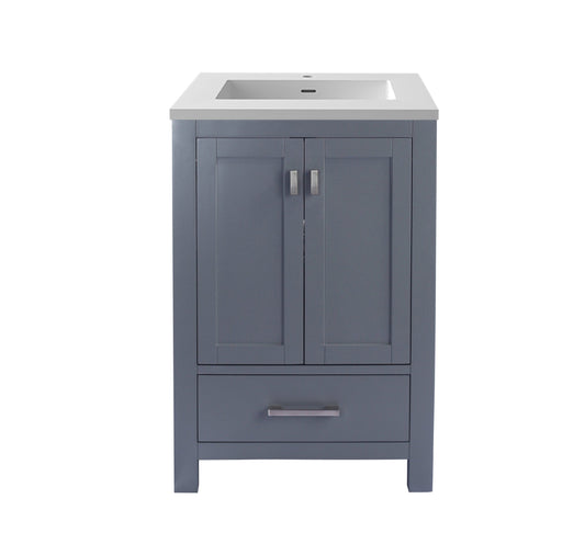 Laviva 313ANG-24G-MW Laviva Wilson 24" Gray Bathroom Vanity with Matte White VIVA Stone Solid Surface Countertop 313ANG-24G-MW