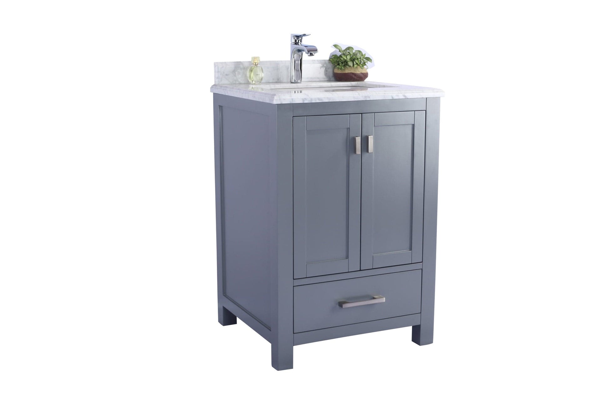 Laviva 313ANG-24G-WC Laviva Wilson 24" Gray Bathroom Vanity with White Carrara Marble Countertop 313ANG-24G-WC