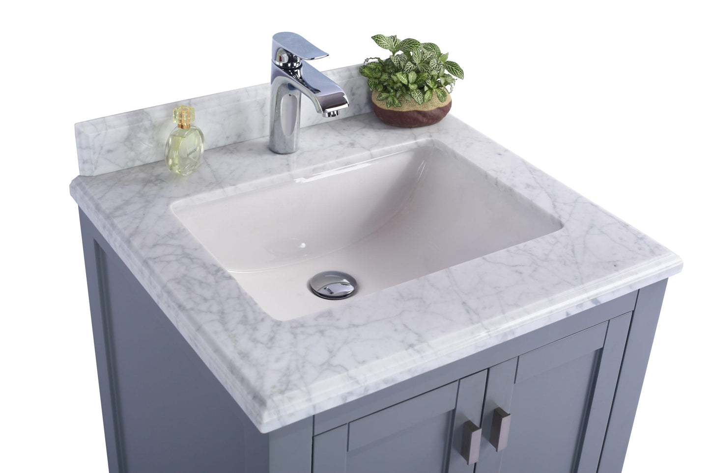 Laviva 313ANG-24G-WC Laviva Wilson 24" Gray Bathroom Vanity with White Carrara Marble Countertop 313ANG-24G-WC