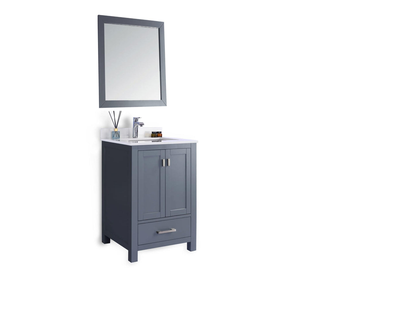 Laviva 313ANG-24G-WQ Laviva Wilson 24" Gray Bathroom Vanity with White Quartz Countertop 313ANG-24G-WQ