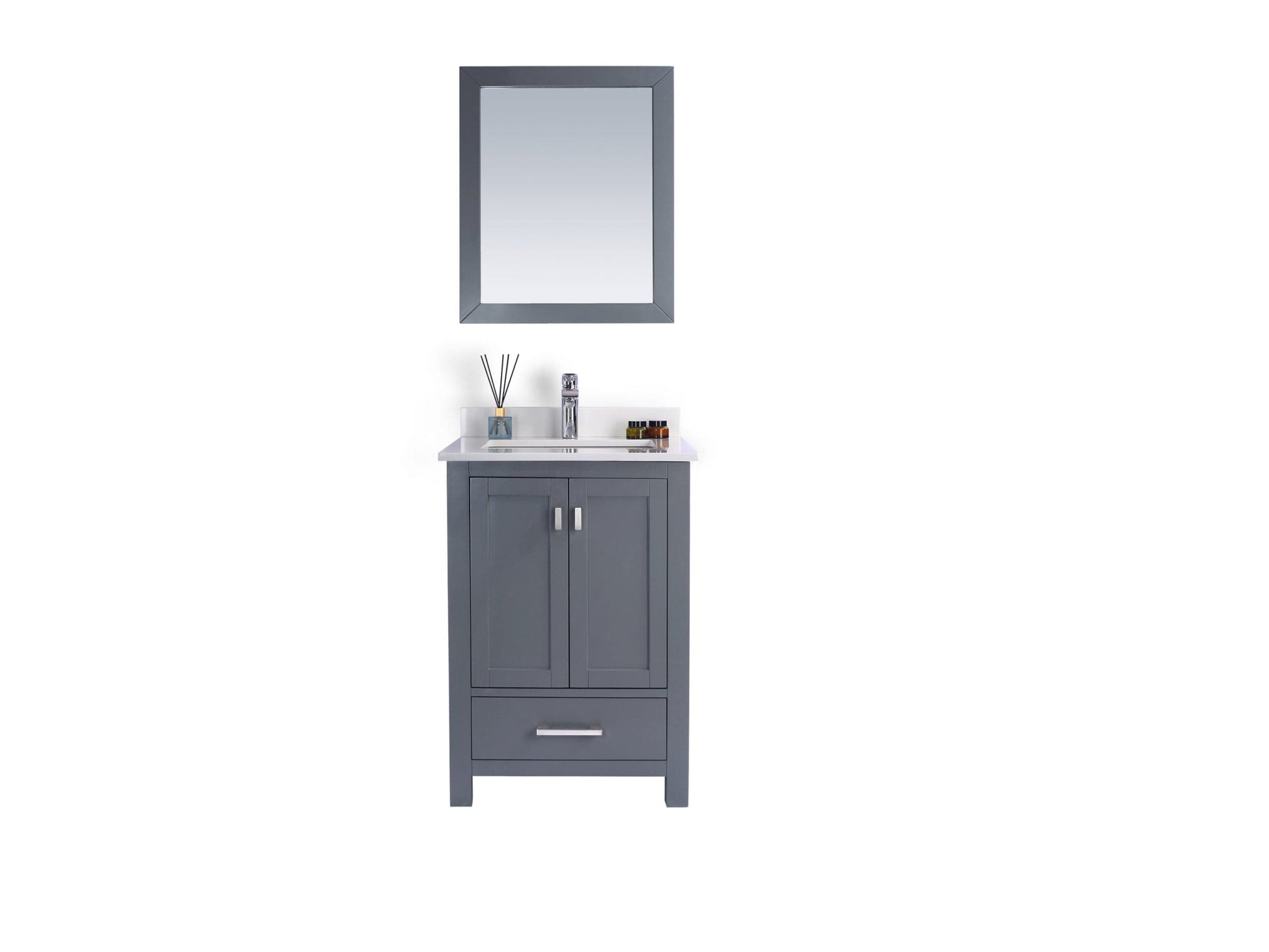 Laviva 313ANG-24G-WQ Laviva Wilson 24" Gray Bathroom Vanity with White Quartz Countertop 313ANG-24G-WQ