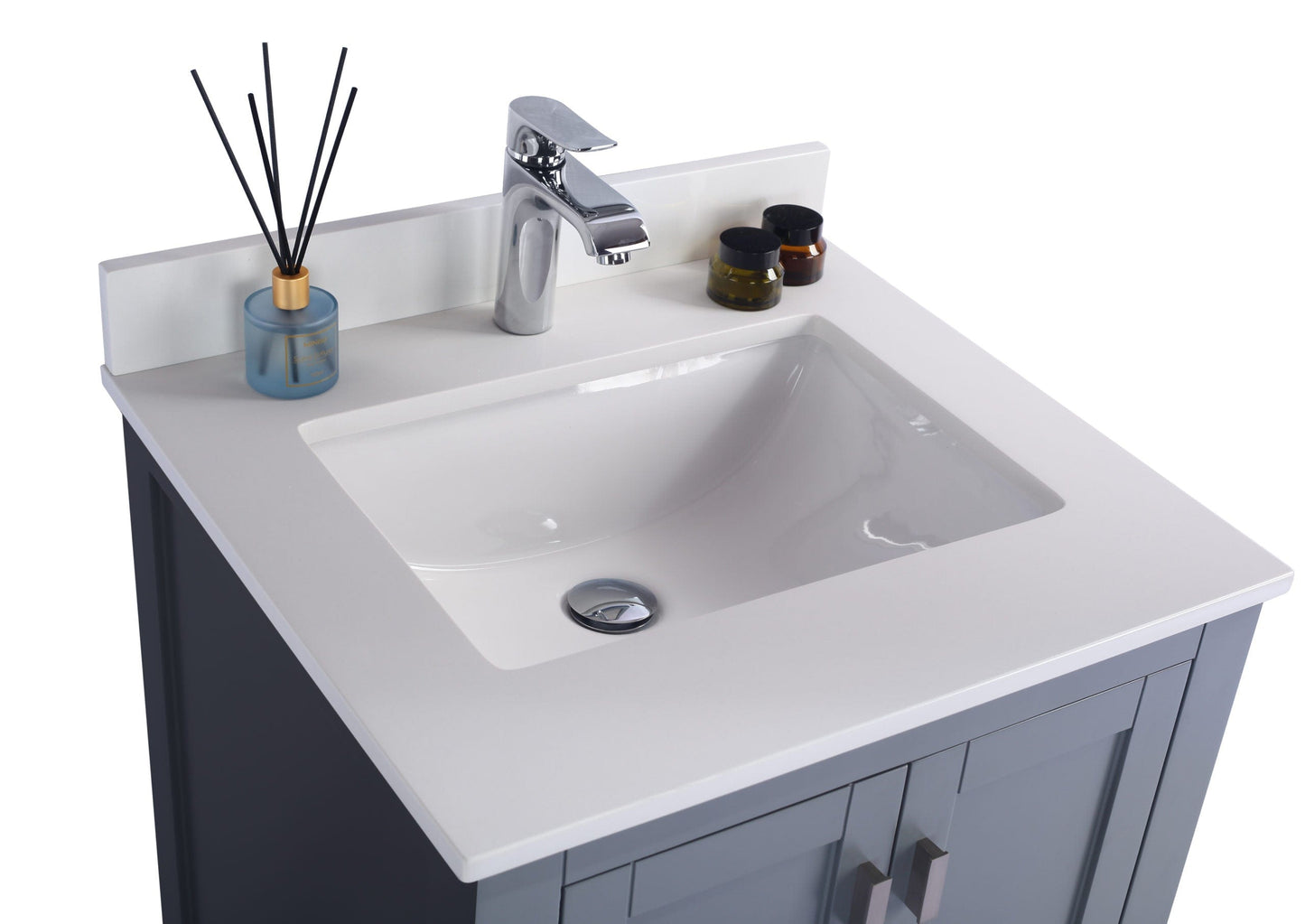 Laviva 313ANG-24G-WQ Laviva Wilson 24" Gray Bathroom Vanity with White Quartz Countertop 313ANG-24G-WQ