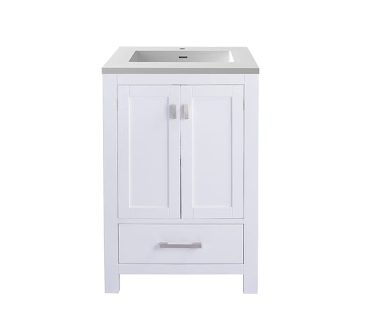 Laviva 313ANG-24W-MW Laviva Wilson 24" White Bathroom Vanity with Matte White VIVA Stone Solid Surface Countertop 313ANG-24W-MW