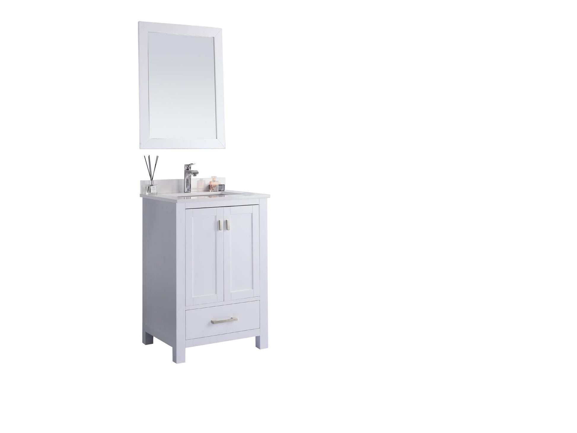 Laviva 313ANG-24W-WQ Laviva Wilson 24" White Bathroom Vanity with White Quartz Countertop 313ANG-24W-WQ