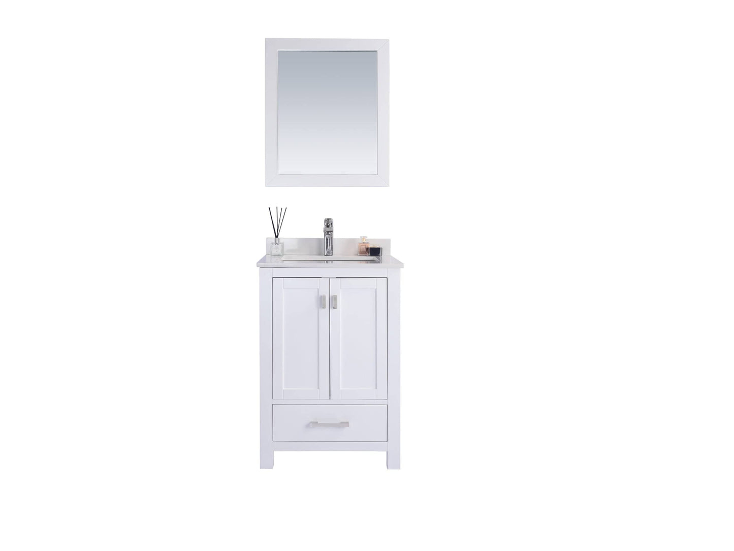 Laviva 313ANG-24W-WQ Laviva Wilson 24" White Bathroom Vanity with White Quartz Countertop 313ANG-24W-WQ