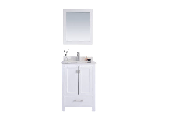 Laviva 313ANG-24W-WQ Laviva Wilson 24 White Bathroom Vanity with White Quartz Countertop 313ANG-24W-WQ