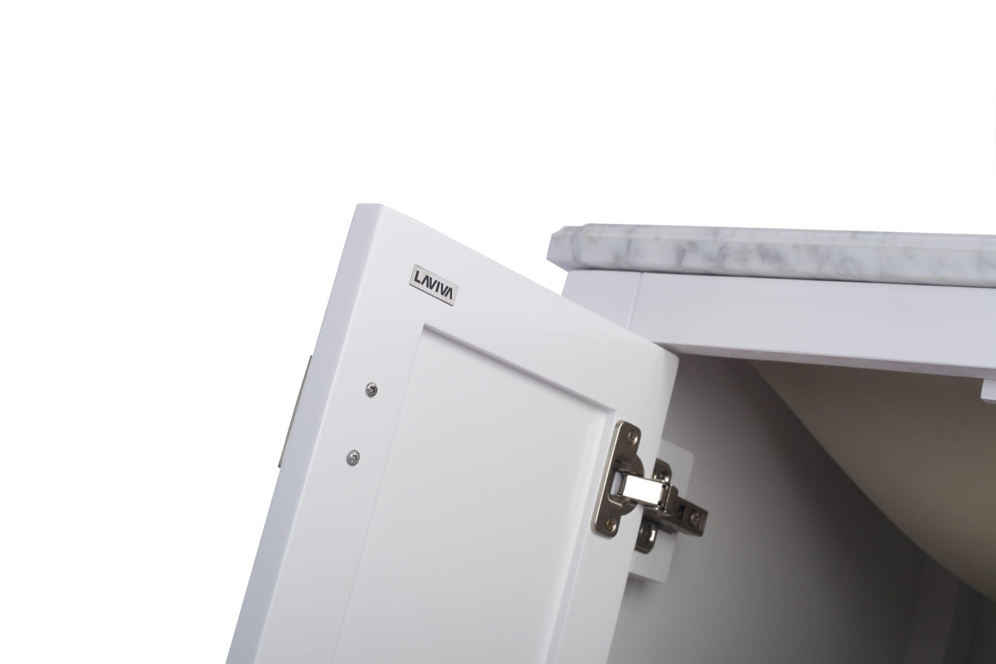 Laviva 313ANG-24W-WS Laviva Wilson 24" White Bathroom Vanity with White Stripes Marble Countertop 313ANG-24W-WS