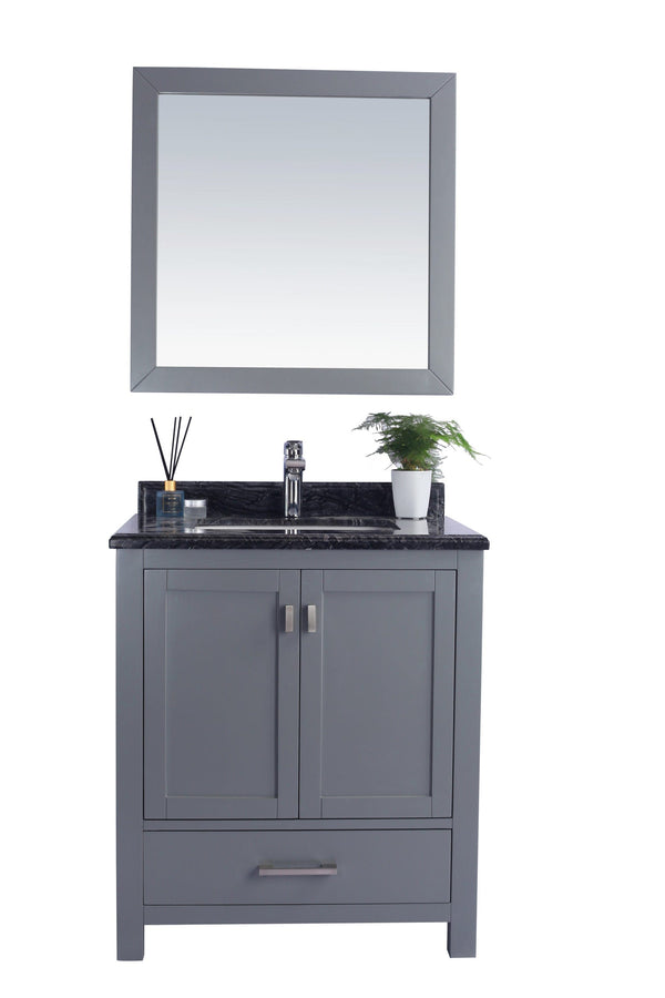 Laviva 313ANG-30G-BW Laviva Wilson 30 Gray Bathroom Vanity with Black Wood Marble Countertop 313ANG-30G-BW