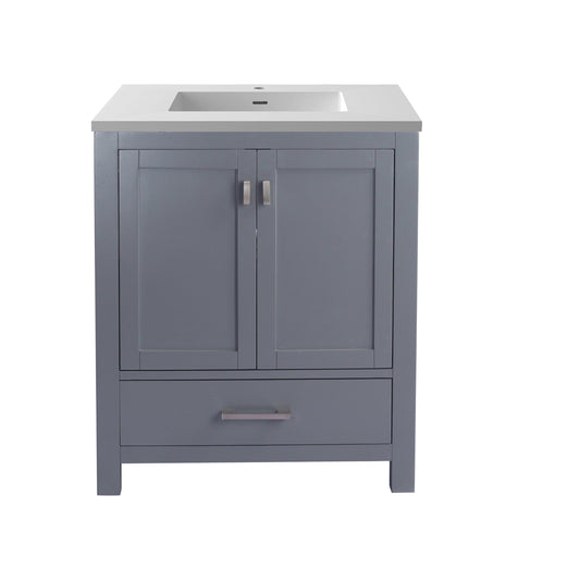 Laviva 313ANG-30G-MW Laviva Wilson 30" Gray Bathroom Vanity with Matte White VIVA Stone Solid Surface Countertop 313ANG-30G-MW