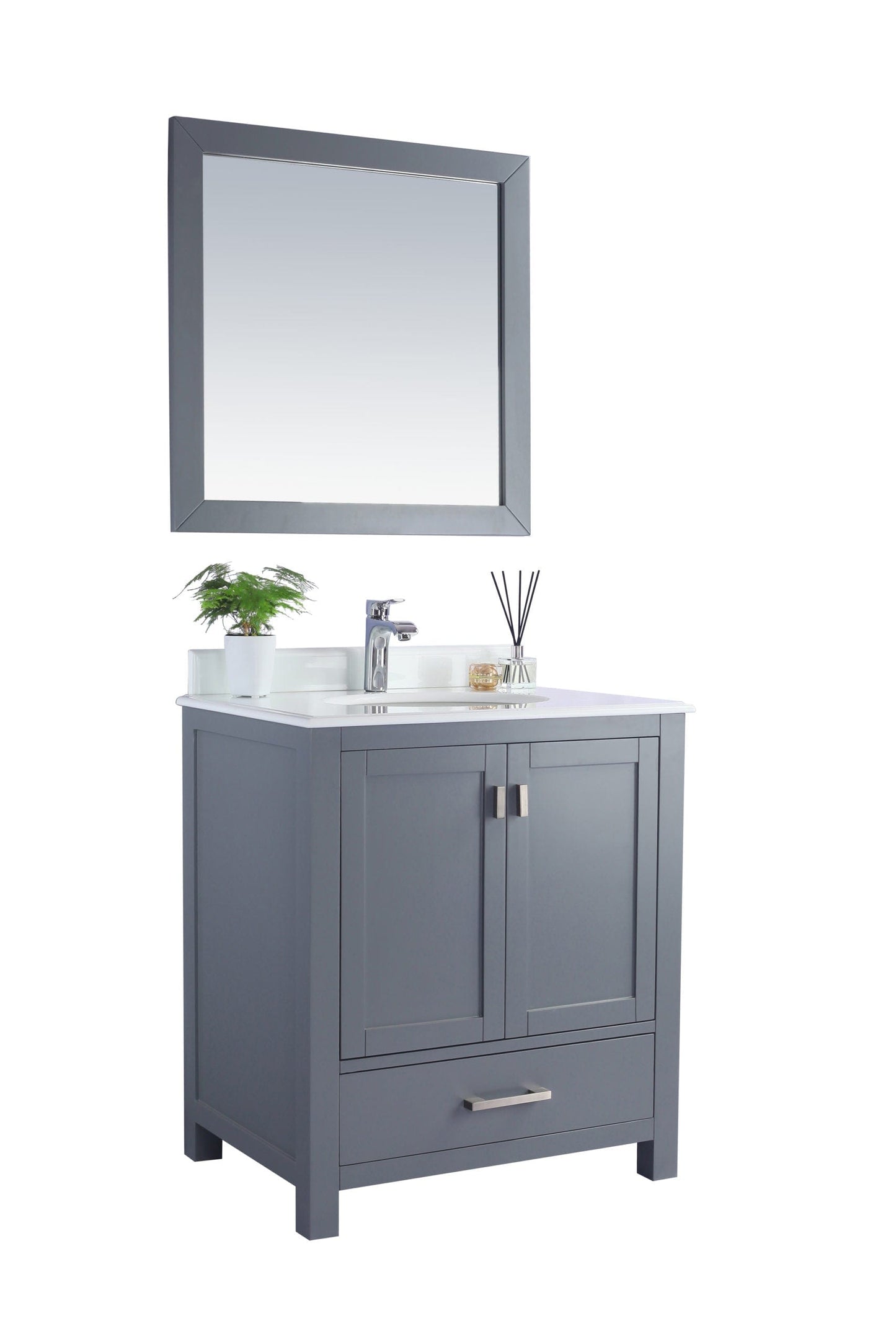 Laviva 313ANG-30G-PW Laviva Wilson 30" Gray Bathroom Vanity with Pure White Phoenix Stone Countertop 313ANG-30G-PW