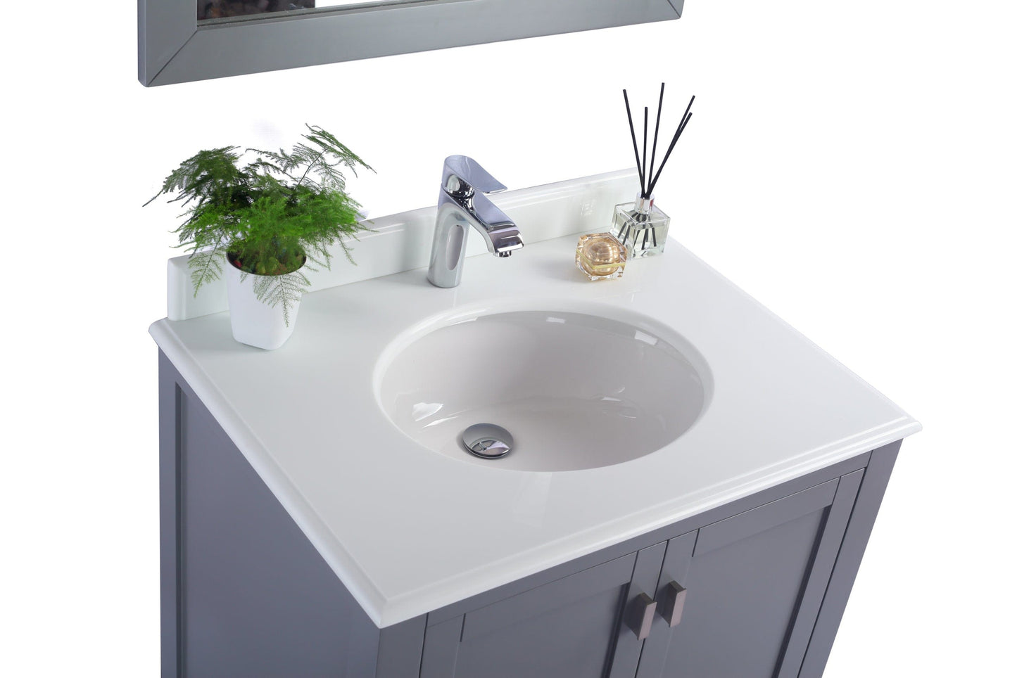 Laviva 313ANG-30G-PW Laviva Wilson 30" Gray Bathroom Vanity with Pure White Phoenix Stone Countertop 313ANG-30G-PW