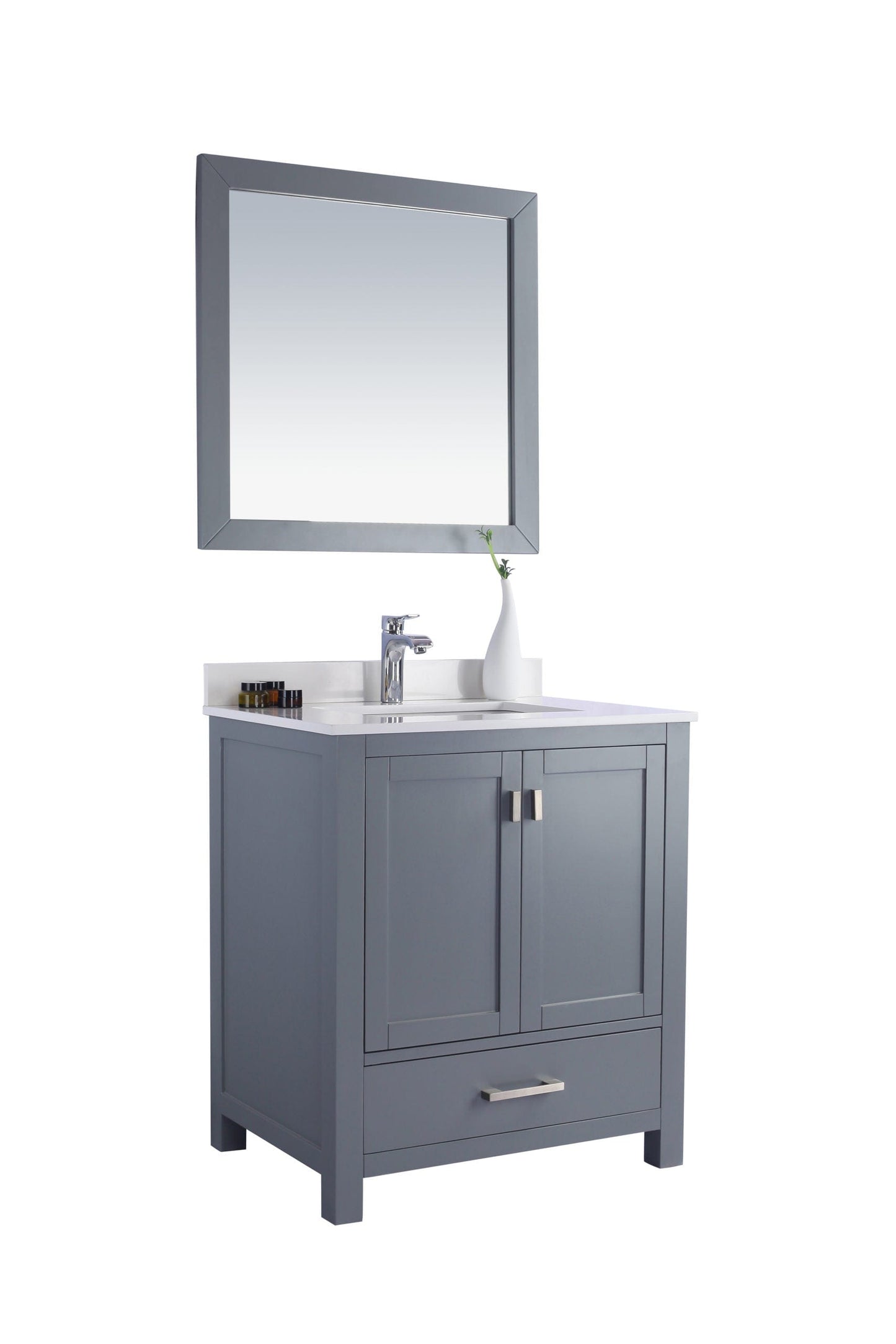 Laviva 313ANG-30G-WQ Laviva Wilson 30" Gray Bathroom Vanity with White Quartz Countertop 313ANG-30G-WQ