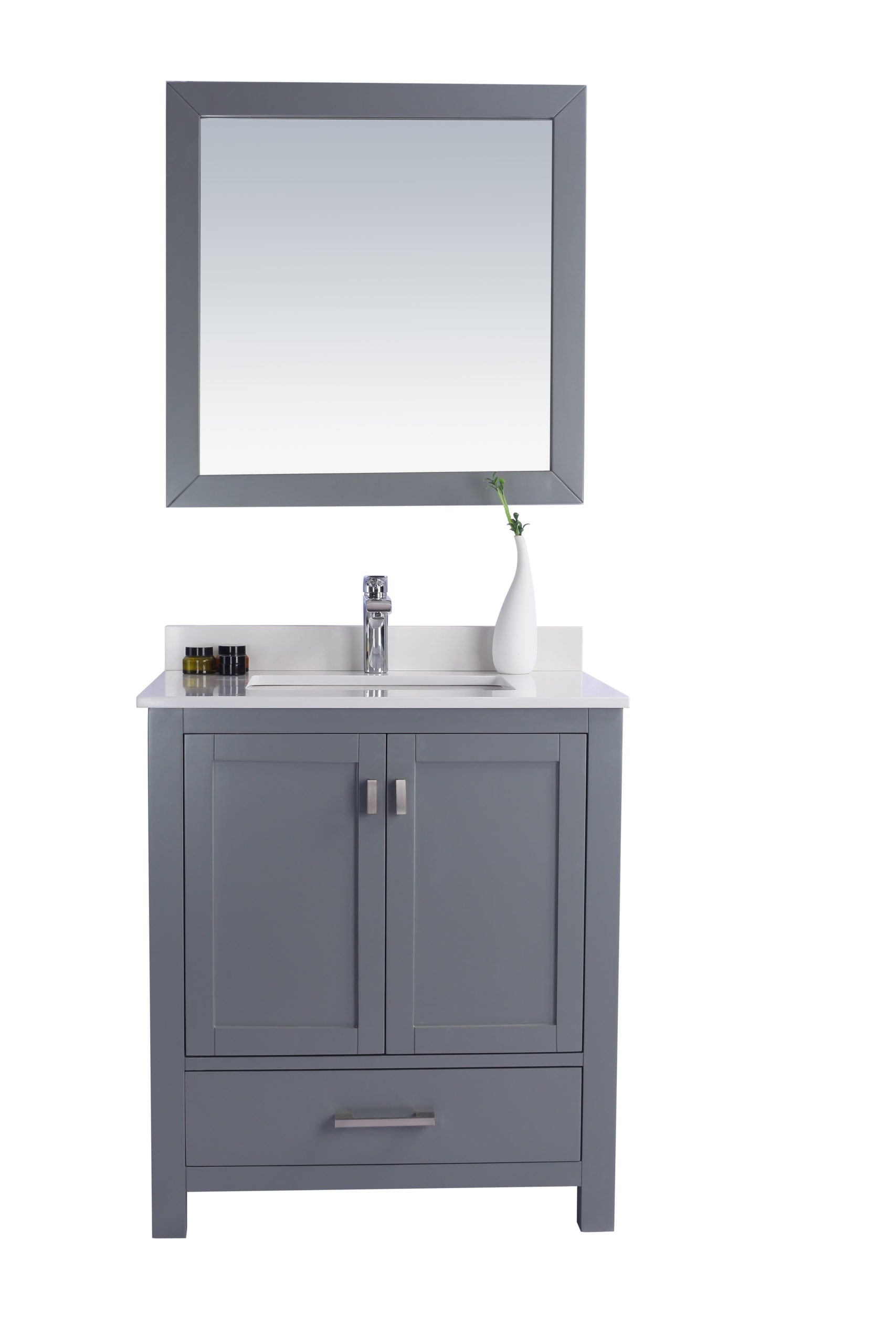 Laviva 313ANG-30G-WQ Laviva Wilson 30" Gray Bathroom Vanity with White Quartz Countertop 313ANG-30G-WQ