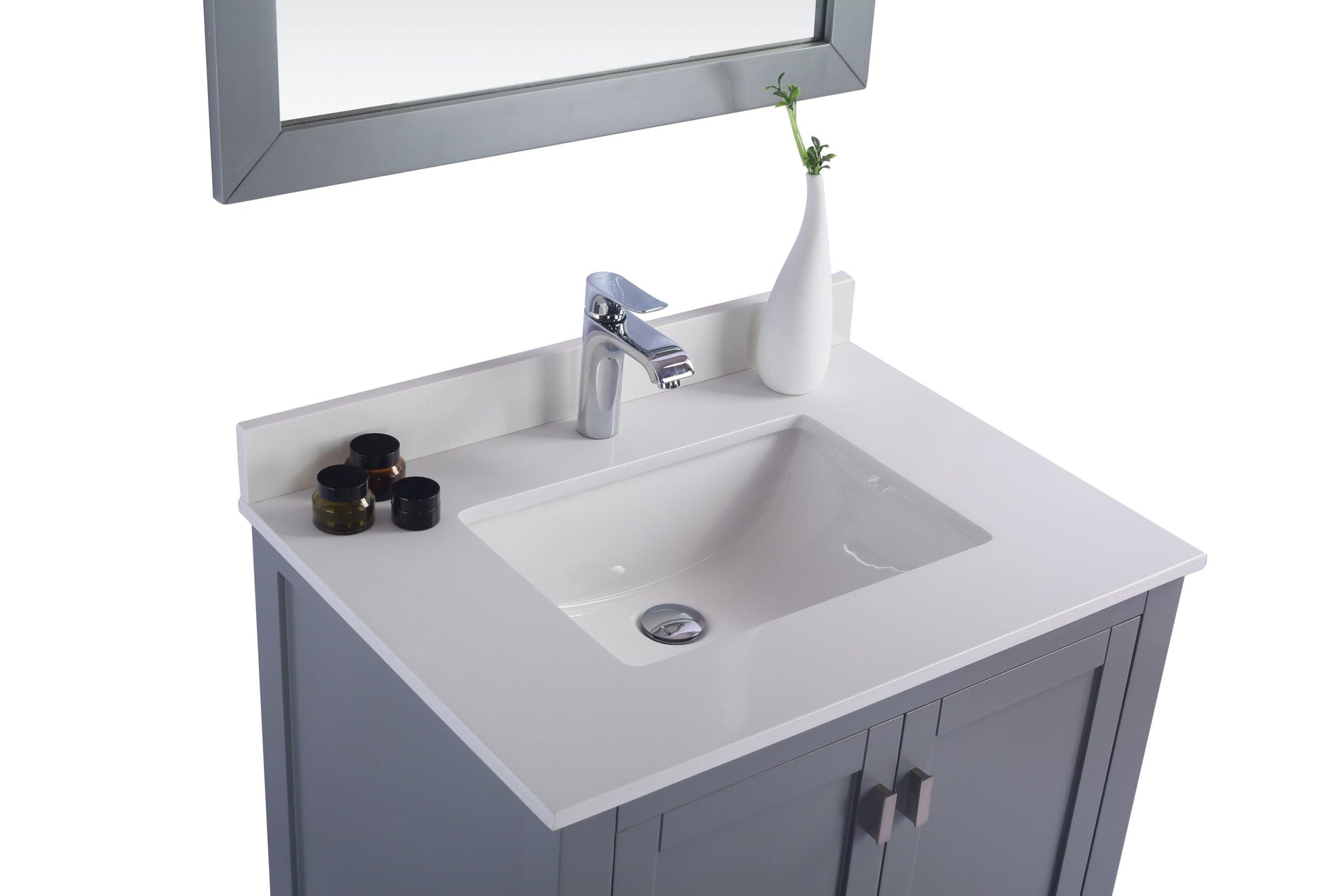 Laviva 313ANG-30G-WQ Laviva Wilson 30" Gray Bathroom Vanity with White Quartz Countertop 313ANG-30G-WQ