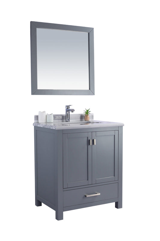 Laviva 313ANG-30G-WS Laviva Wilson 30" Gray Bathroom Vanity with White Stripes Marble Countertop 313ANG-30G-WS