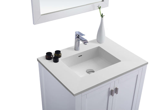 Laviva 313ANG-30W-MW Laviva Wilson 30" White Bathroom Vanity with Matte White VIVA Stone Solid Surface Countertop 313ANG-30W-MW