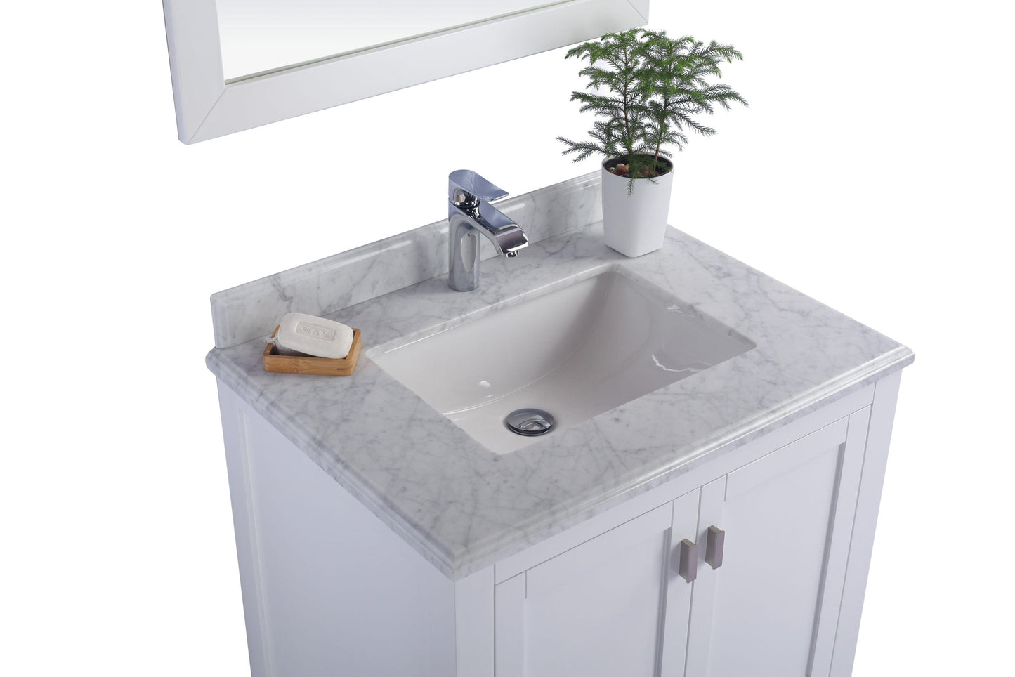 Laviva 313ANG-30W-WC Laviva Wilson 30" White Bathroom Vanity with White Carrara Marble Countertop 313ANG-30W-WC