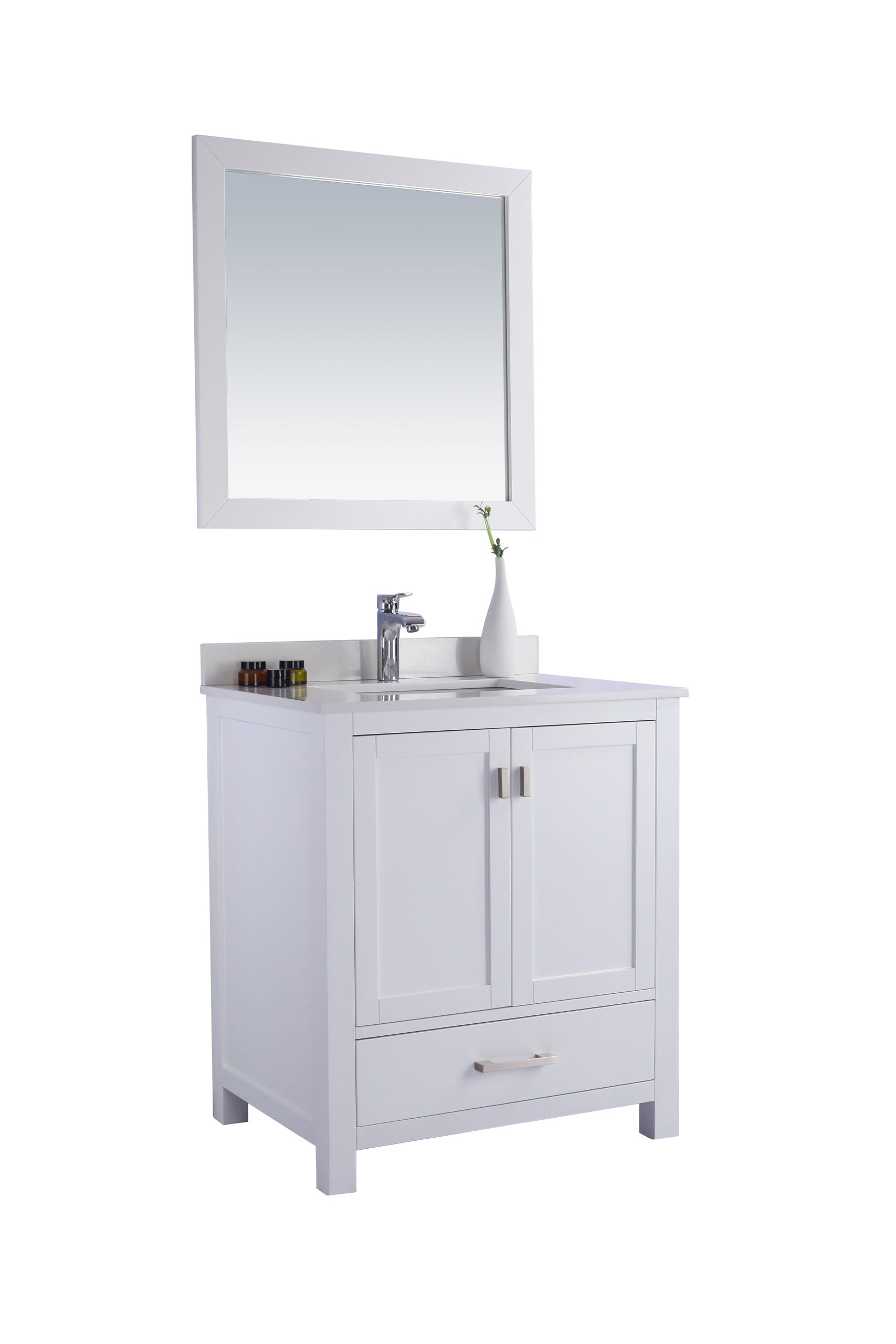 Laviva 313ANG-30W-WQ Laviva Wilson 30" White Bathroom Vanity with White Quartz Countertop 313ANG-30W-WQ