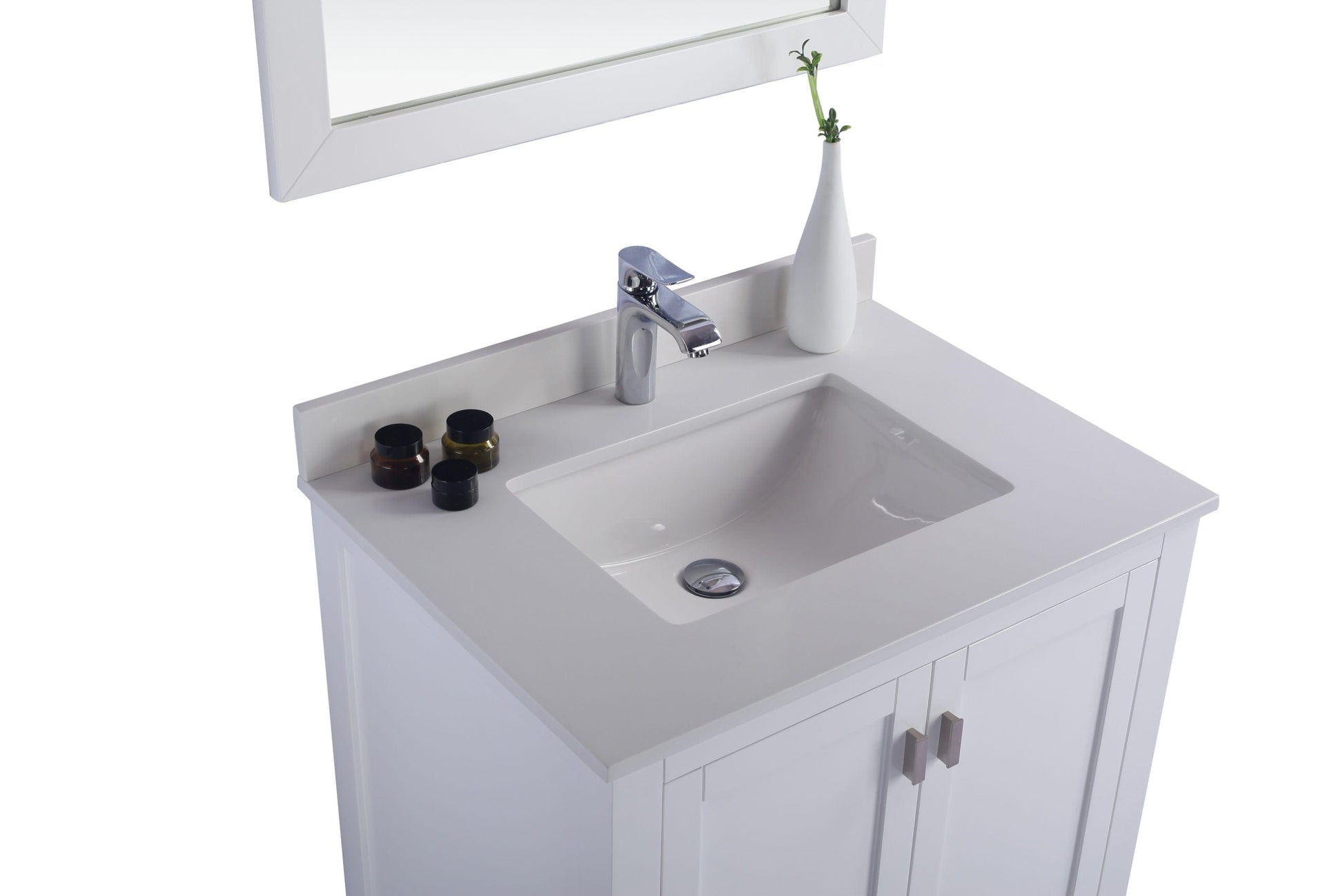 Laviva 313ANG-30W-WQ Laviva Wilson 30" White Bathroom Vanity with White Quartz Countertop 313ANG-30W-WQ