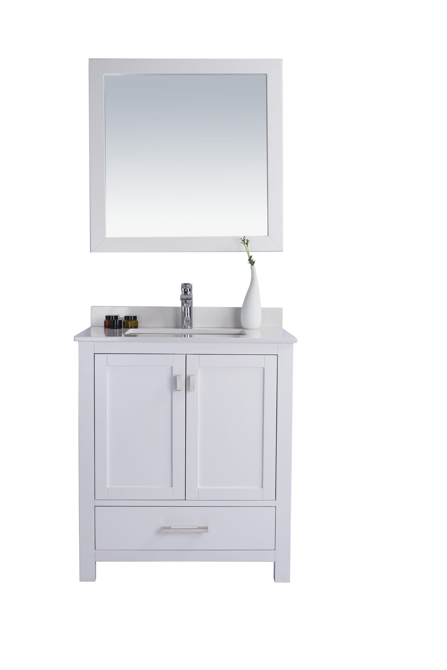 Laviva 313ANG-30W-WQ Laviva Wilson 30" White Bathroom Vanity with White Quartz Countertop 313ANG-30W-WQ