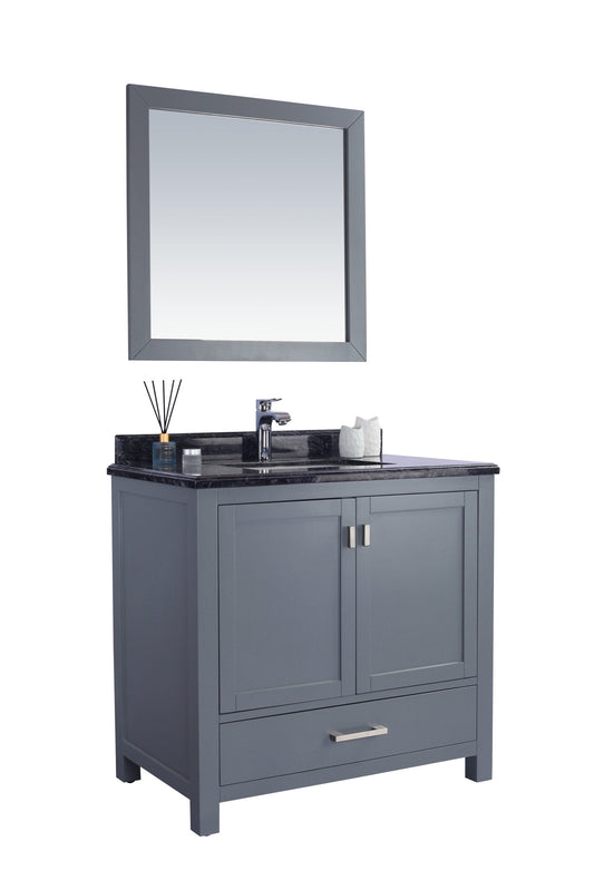 Laviva 313ANG-36G-BW Laviva Wilson 36" Gray Bathroom Vanity with Black Wood Marble Countertop 313ANG-36G-BW