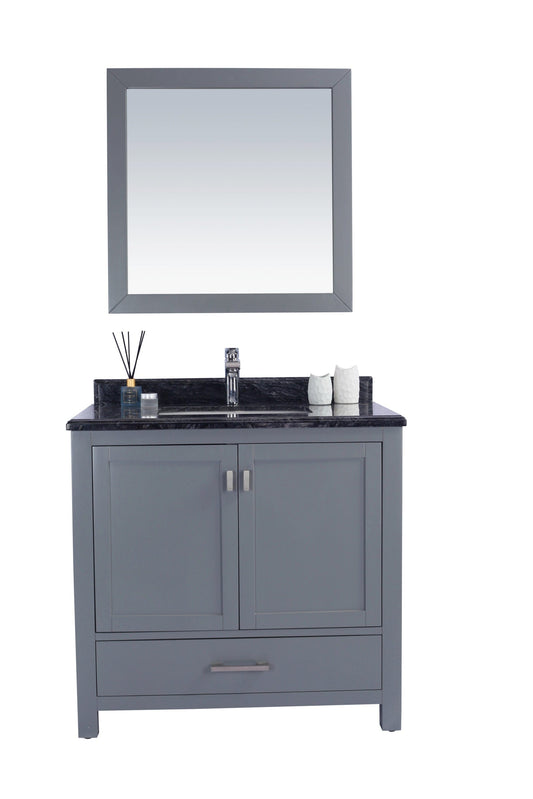 Laviva 313ANG-36G-BW Laviva Wilson 36" Gray Bathroom Vanity with Black Wood Marble Countertop 313ANG-36G-BW