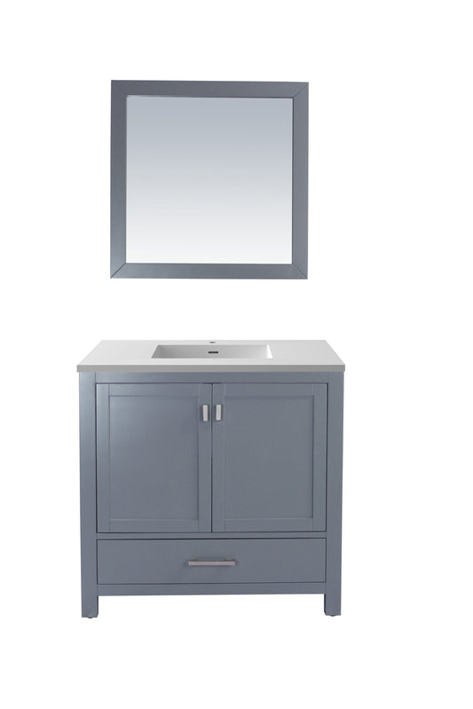 Laviva 313ANG-36G-MW Laviva Wilson 36" Gray Bathroom Vanity with Matte White VIVA Stone Solid Surface Countertop 313ANG-36G-MW