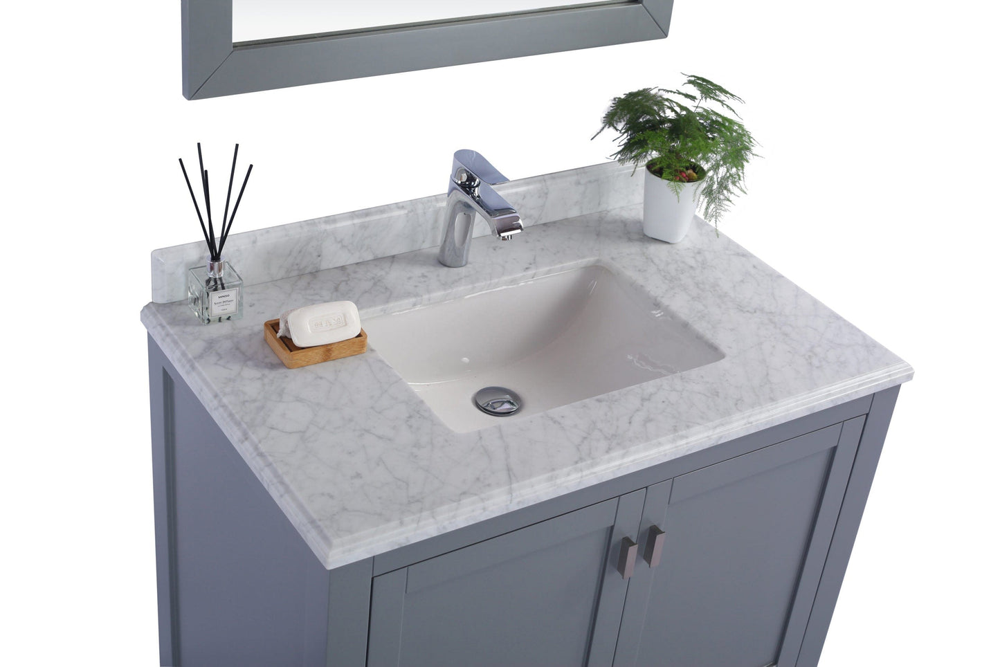 Laviva 313ANG-36G-WC Laviva Wilson 36" Gray Bathroom Vanity with White Carrara Marble Countertop 313ANG-36G-WC