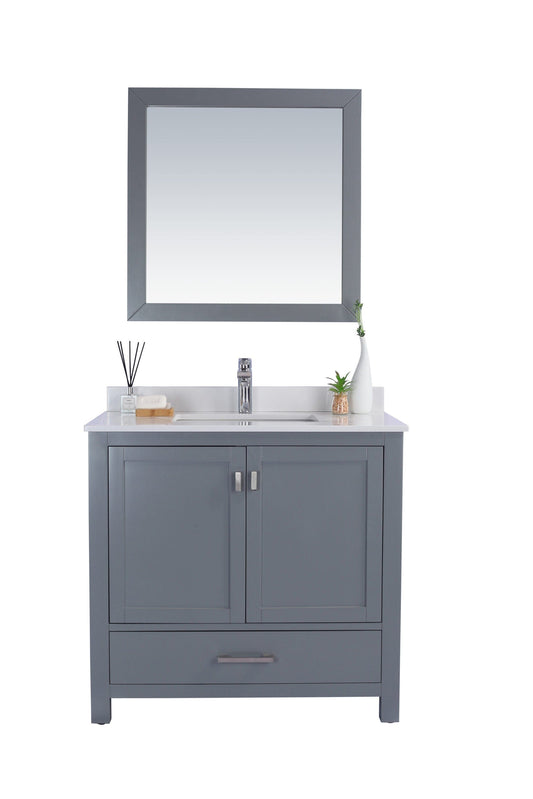 Laviva 313ANG-36G-WQ Laviva Wilson 36" Gray Bathroom Vanity with White Quartz Countertop 313ANG-36G-WQ