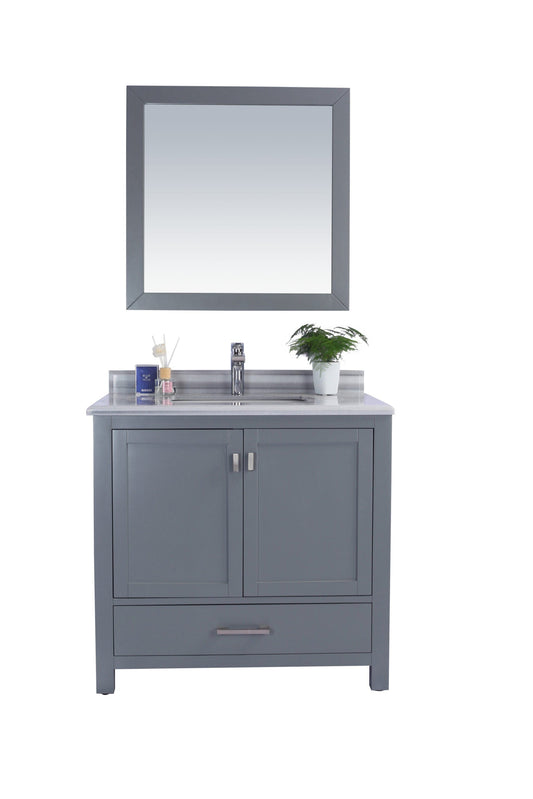 Laviva 313ANG-36G-WS Laviva Wilson 36" Gray Bathroom Vanity with White Stripes Marble Countertop 313ANG-36G-WS