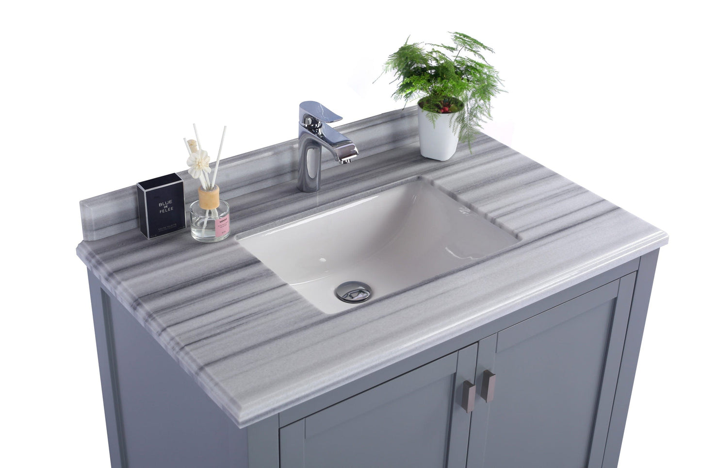 Laviva 313ANG-36G-WS Laviva Wilson 36" Gray Bathroom Vanity with White Stripes Marble Countertop 313ANG-36G-WS